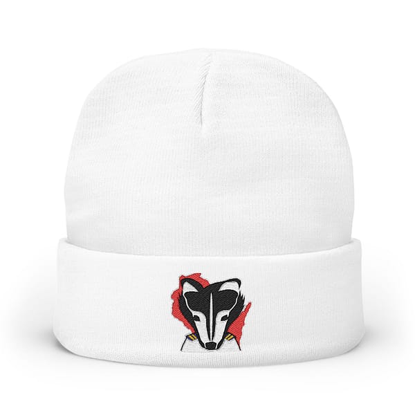 Embroidered Badger Knit Beanie - Image 9