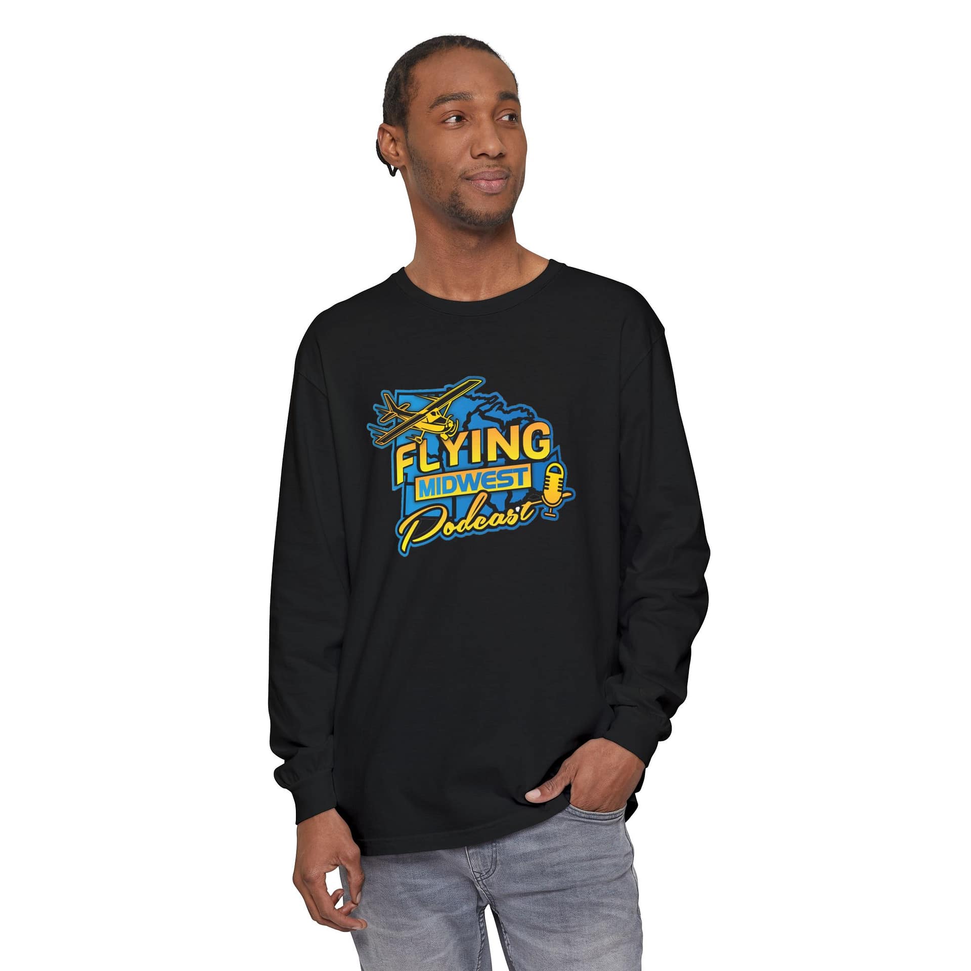 Flying Midwest Podcast Long Sleeve T-Shirt - Image 15
