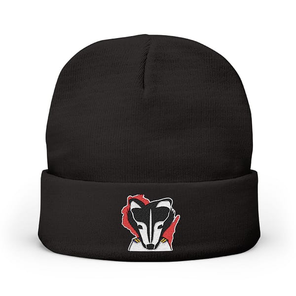 Embroidered Badger Knit Beanie - Image 5